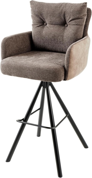 riess-ambiente Barhocker BIG GEORGE taupe / schwarz · Samt · Flachgewebe (Einzelartikel, 1 St), Tresenstuhl · Esszimmer · 360° drehbar · mit Armlehne · Federkern