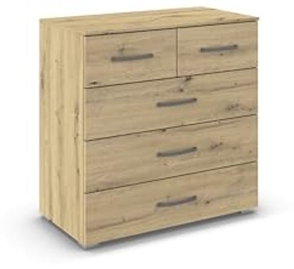 rauch Aditio Box, Kommode, 5 Schubladen, mit Softclose-Funktion, Farbe Eiche Artisan, BxHxT 80x81x42cm