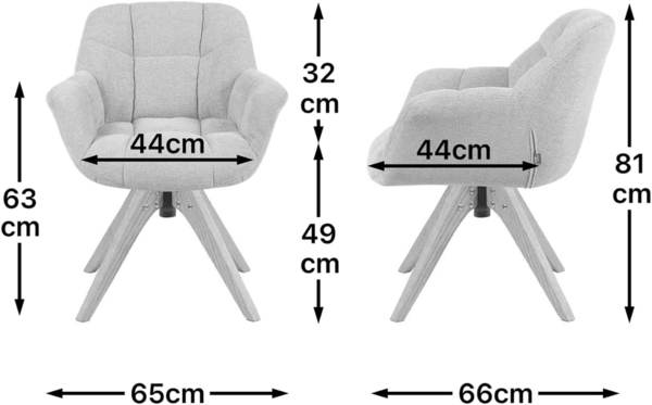 DUBI Möbel Polsterstuhl Mika-Nele 2er-Set, Eiche geölt, 360° drehbar im 2er-Set Bild 3