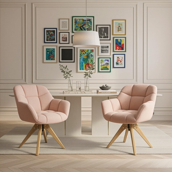 DUBI Möbel Polsterstuhl Mika-Nele 2er-Set, Eiche geölt, 360° drehbar im 2er-Set Bild 2