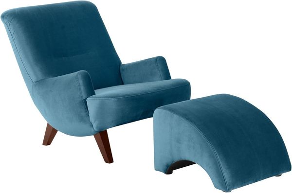 Sessel Kajsa 71x80x101 Bezug Samtvelours Buche nussbaum/petrol