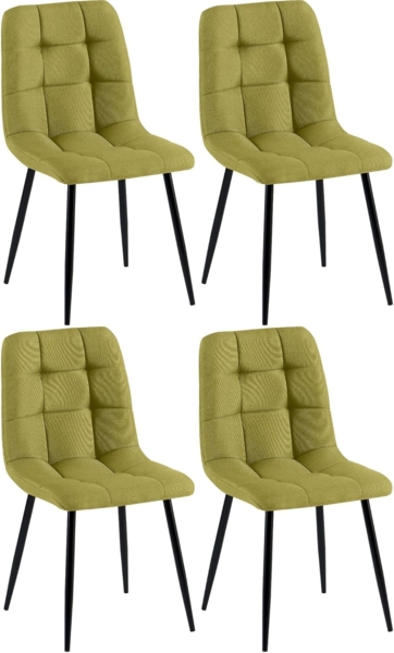 CLP 4er Set Esszimmerstühle Antibes Stoffbezüge gepolstert mit Rückenlehnen,grün