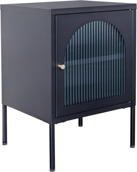 riess-ambiente Nachttisch PARIS 60cm schwarz / transparent - Metall, Riffelglas, Stauraum (Einzelartikel, 1-St), Schlafzimmer · Wohnzimmer · Metall · Beistelltisch · Modern Design