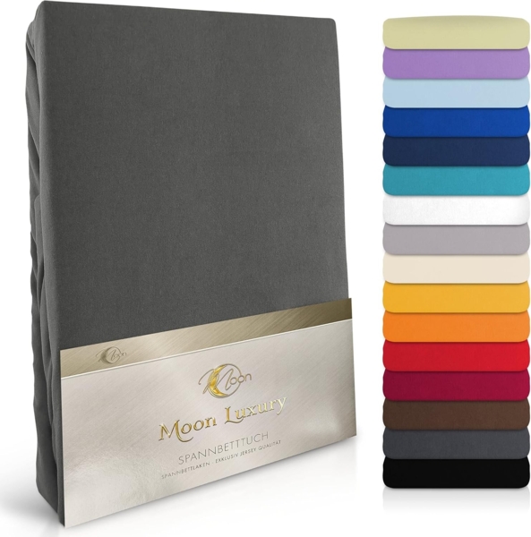 MOON Heimtextilien Spannbettlaken MOON-Luxury Spannbettlaken Jersey Stretch 230g/m², 97% Mako-Baumwolle 3% Elastan
