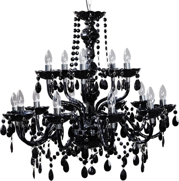 riess-ambiente Kronleuchter BLACK CRYSTAL XL 80cm schwarz, ohne Leuchtmittel, Hängelampe · Wohnzimmer · Acryl · Schlafzimmer · Barock Design