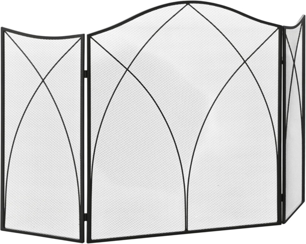 HOMCOM Kamingitter Klappbar, mit 3 Paneelen (Ofenschutzgitter, 1-tlg, Kaminschutzgitter), für Wohnzimmer, Metall, 108x76 cm, Schwarz