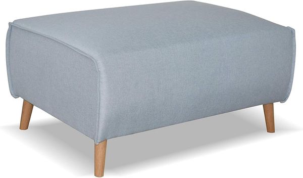 DOMO. collection Jules Hocker | Polsterhocker rechteckig, Beistellhocker Sofa, hellblau, 97 x 66 x 47 cm