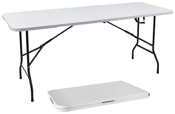 Spetebo Klapptisch XL Klapptisch weiß mit Stahlgestell wetterfest (Anzahl, 1-St, Stück), zusammenklappbar