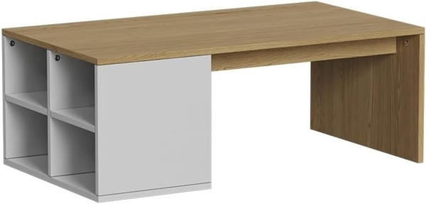 Couchtisch Kivo Weiß 90 x 50 cm mit offenen 4 Fächern Vicco