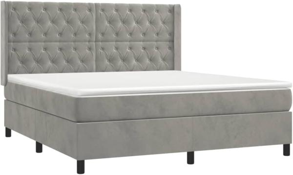 vidaXL Boxspringbett mit Matratze Hellgrau 160x200 cm Samt 3132867