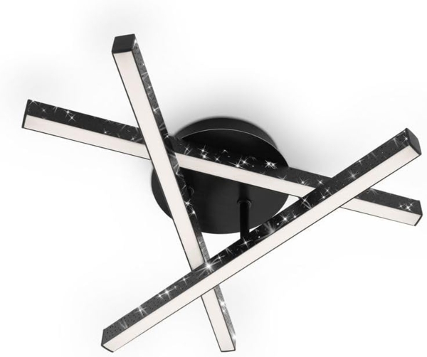 Briloner LED Deckenleuchte Rey 40 cm, schwarz, Glitzereffekt