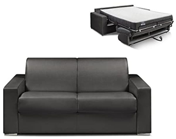 Vente-unique - CALITO Sofa Kunstleder Schwarz - B 223 cm94 cm x H 99 cm x L 174 cm