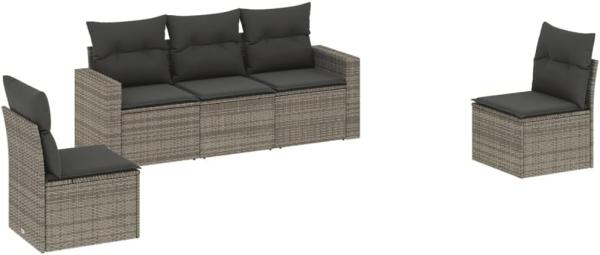 vidaXL 5-tlg. Garten-Sofagarnitur mit Kissen Grau Poly Rattan 3251127