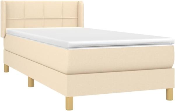 vidaXL Boxspringbett mit Matratze Creme 100x200 cm Stoff