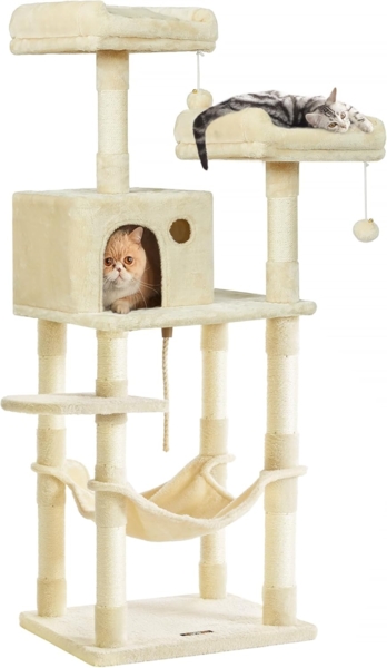 Feandrea Kratzbaum 143 cm, 2 kuschelige Aussichtsplattformen, beige von Songmics PCT15BE