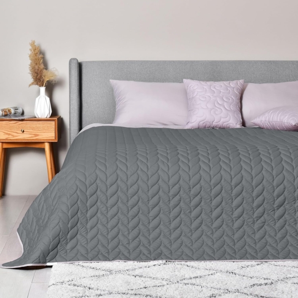 SEI Design Bettüberwurf Tagesdecke Überwurf für Bett Sofa - Zopf-Steppung – Wendedecke, Wendedecke Bettüberwurf