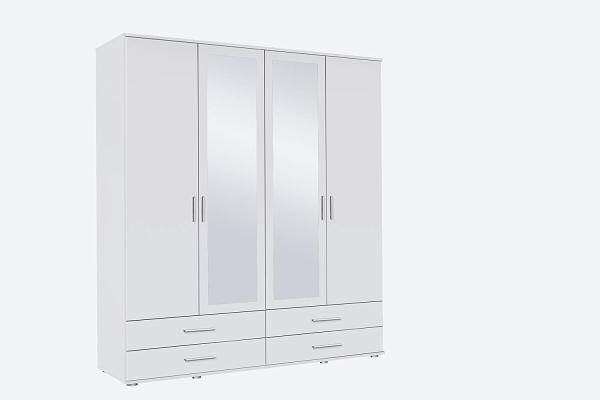 Kleiderschrank RASANT Drehtürenschrank 4-türig weiß Spiegel 168 cm