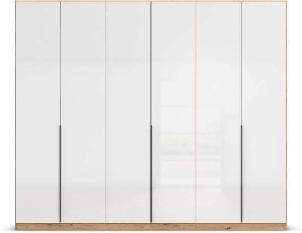 Rauch Möbel Alabama, Kleiderschrank, Garderobenschrank, 6-türig, Zubehör Basic, 3 Kleiderstangen, 6 Einlegeböden, Farbe Hochglanz Weiß/Eiche Artisan, Holz, Griff Grau metallic, 271 x 229 x 54 cm Bild 8