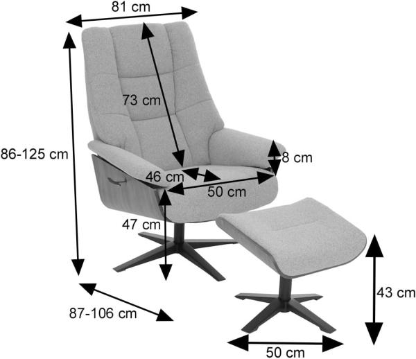 MCA Relaxsessel + Hocker HWC-N57, Fernsehsessel Liegesessel, Holz Echtleder ~ braun Bild 2