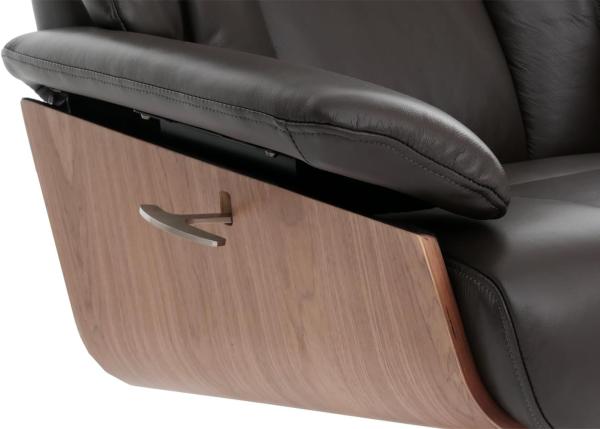 MCA Relaxsessel + Hocker HWC-N57, Fernsehsessel Liegesessel, Holz Echtleder ~ braun Bild 5