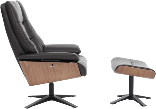 MCA Relaxsessel + Hocker HWC-N57, Fernsehsessel Liegesessel, Holz Echtleder ~ braun Bild 8