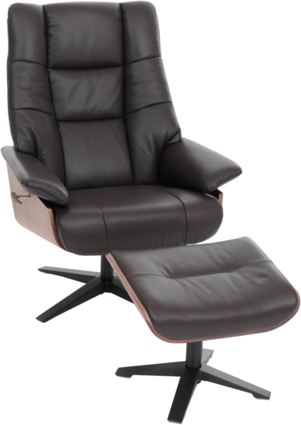 MCA Relaxsessel + Hocker HWC-N57, Fernsehsessel Liegesessel, Holz Echtleder ~ braun Bild 7