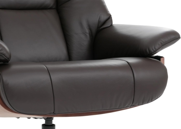 MCA Relaxsessel + Hocker HWC-N57, Fernsehsessel Liegesessel, Holz Echtleder ~ braun Bild 6