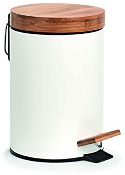 Treteimer - Weiß / Bambus - 3 Liter