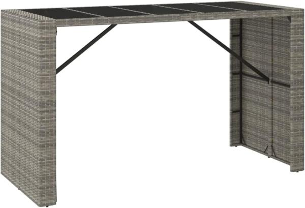 vidaXL Bartisch mit Glasplatte Grau 185x80x110 cm Poly Rattan 362601