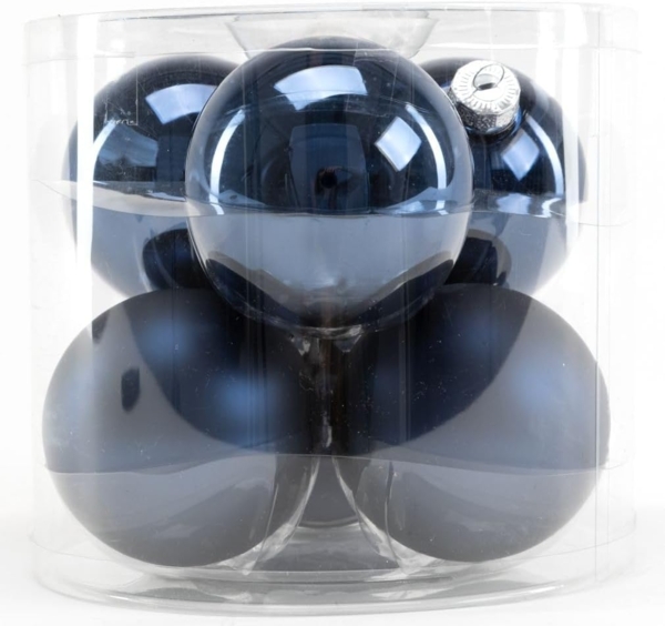 TrendLine Weihnachtskugeln aus Glas Ø 80mm 6 Stk nachtblau Christbaumkugeln Xmas