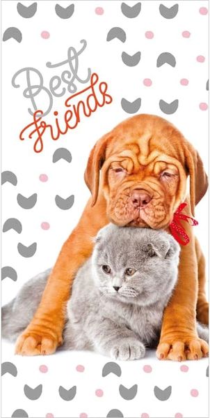 Duschtuch Badetuch Handtuch Strandtuch mit Hund und Katze 70x140 cm