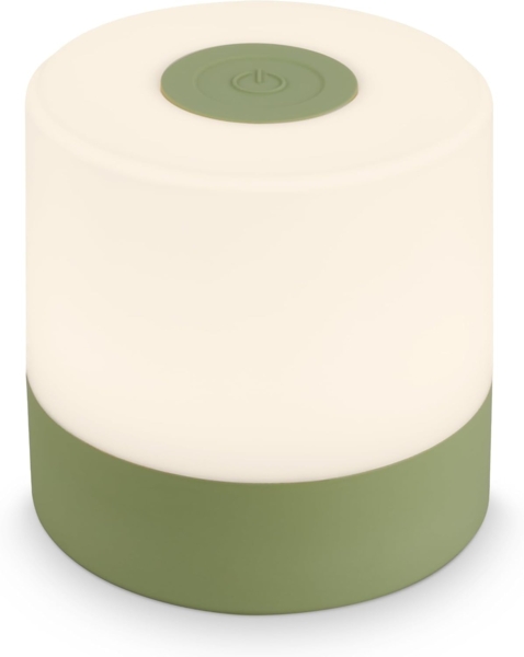 BRILONER – Mini LED Tischlampe Kabellos, Dimmbare Nachttischlampe Touch, Schreibtischlampe, Leselampe, Tischleuchte Outdoor & Indoor, USB-C, Camping Lampe, Warmweißes Licht, 7x7 cm, Grün