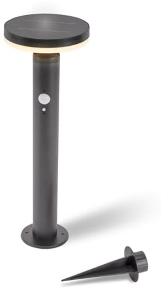 esotec LED Gartenleuchte Solar PIR Standleuchte Ribolla H=45cm 3 Modi 3000K Edelstahl 102771, 3 unterschiedliche Betriebsmodi einstellbar, automatisches Einschalten bei Dämmerung, LED fest integriert, warmweiß