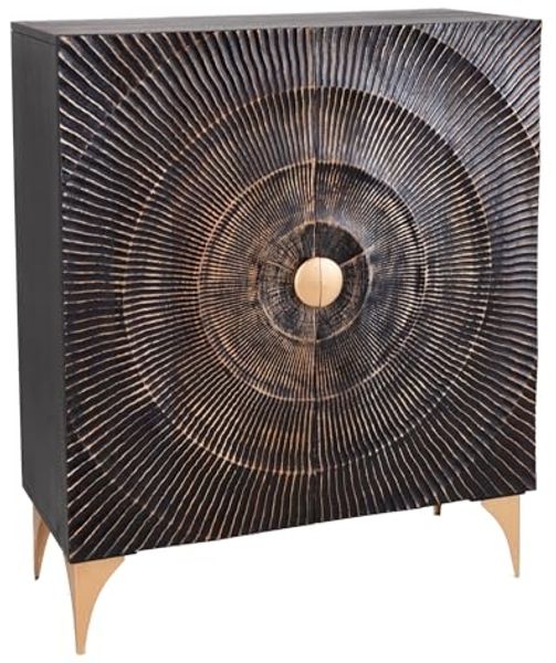 riess-ambiente Highboard GOLDEN SUNSET 120cm schwarz / gold (Einzelartikel, 1 St), Massivholz · Metall · Kommode · 3D Front · Wohnzimmer