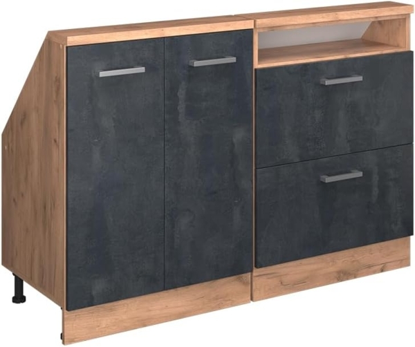 Dachschrägenschrank-Set Rion Schwarz Beton/Goldkraft Eiche 2er Set Vicco Bild 1