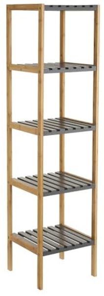 DRW Bodenregal mit 5 Böden aus MDF-Holz in Grau und Natur
