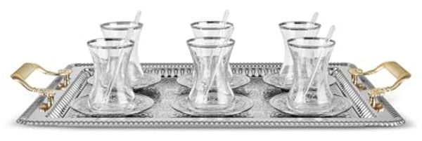 Karaca Teeservice Nehir Teeservice 19-tlg für 6, Türkische Teegläser mit Tablett Bild 7