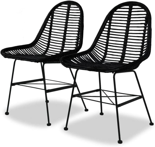 vidaXL Esszimmerstühle 2 Stk. Natur Rattan Schwarz 244571