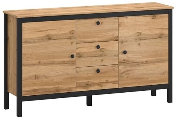Kommode Palmer Sideboard 152,5x38x88cm Eiche Wotan schwarz