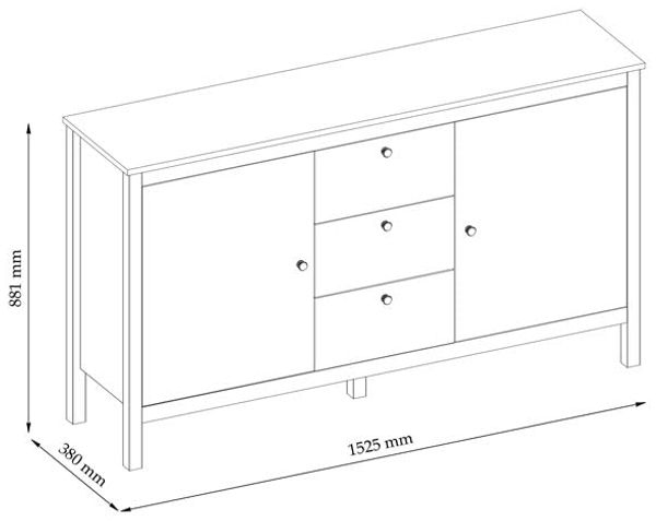Kommode Palmer Sideboard 152,5x38x88cm Eiche Wotan schwarz Bild 2