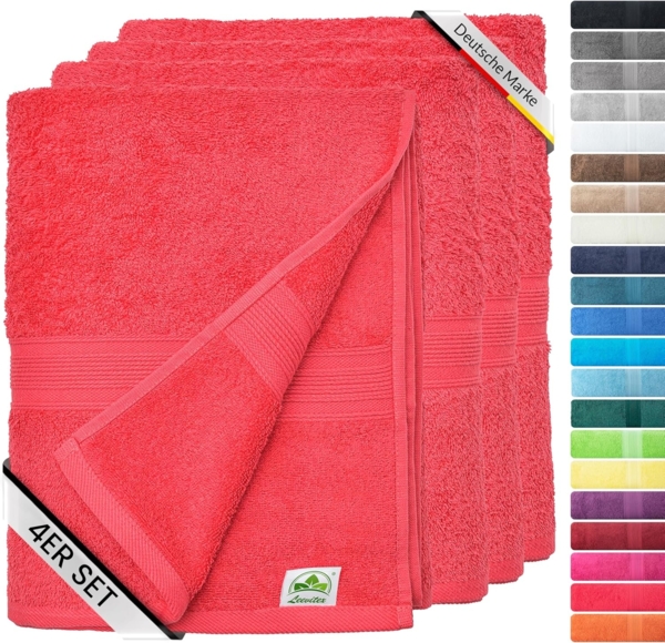 leevitex® Handtuch Frottee 4er Set, 50 x 100 cm, hochwertig verarbeitet & fusselfrei