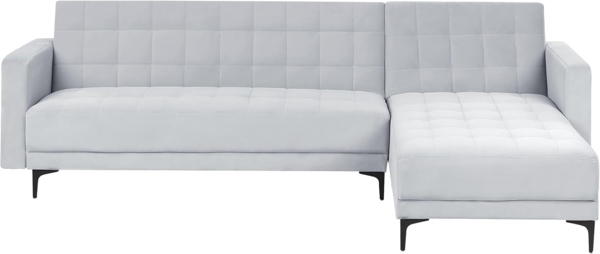 Modul Eckschlafsofa 4-Sitzer ABERDEEN Samtstoff Hellgrau linksseitig
