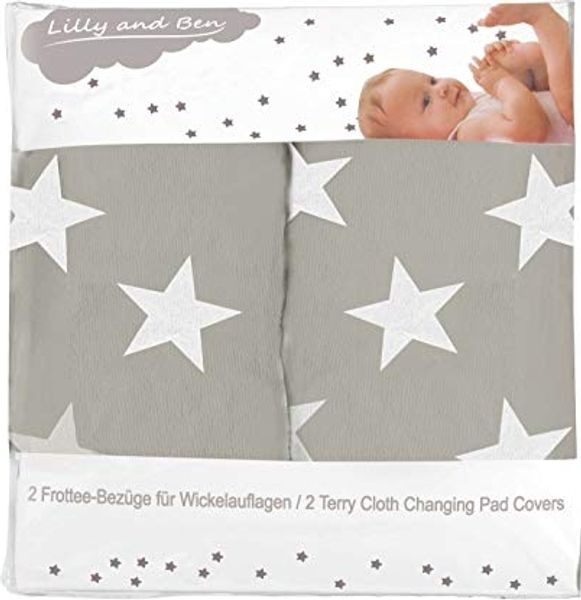 Lilly and Ben 'Frottee' 2er Set Wickelauflagenbezüge Grey Star