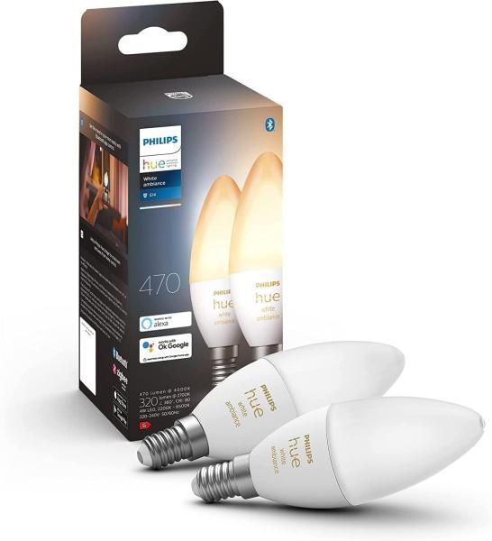 Philips Hue White Ambiance E14 B39 Candle Light - 2-pack