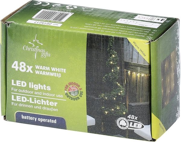Lichterkette 48 LEDs batteriebetrieben warmweiß für innen & außen Lichteffekte