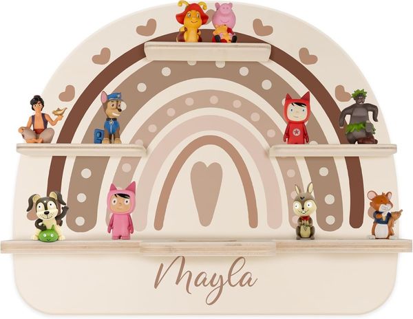 Kidsmood - Toniebox Regal Mädchen und Jungen mit Musikbox Schutzfolie, Magnetisches Regenbogen Wandregal fürs Kinderzimmer mit Aussparung für Ladegerät & Kabel Kinder