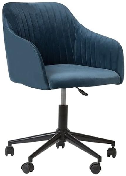 Beliani 'Venice' Bürostuhl, höhenverstellbar, Samtstoff, 64 x 89 x 64 cm, Blau