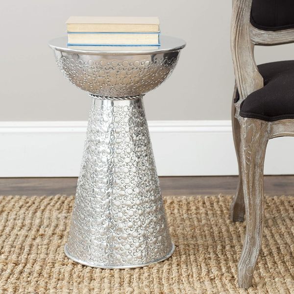 SAFAVIEH Modern Wooden Accent Table, in Silver, 35 X 35 X 50