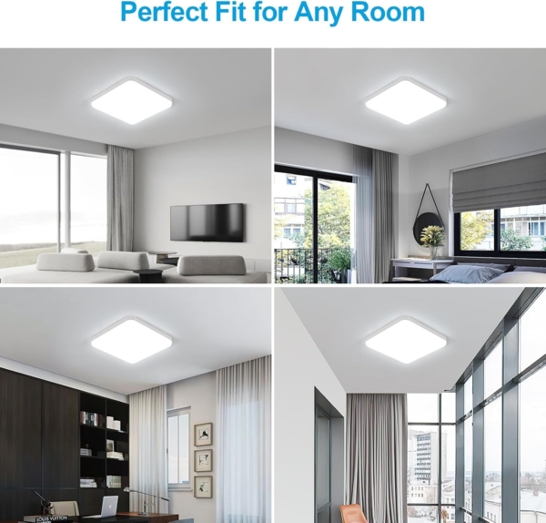 Comely LED Deckenlampe 25cm, 32W Kaltweiß, IP54 Wasserdicht, Quadratisch, Flache LED Deckenleuchte für Bad, Küche, Balkon, Flur, Schlafzimmer Bild 4