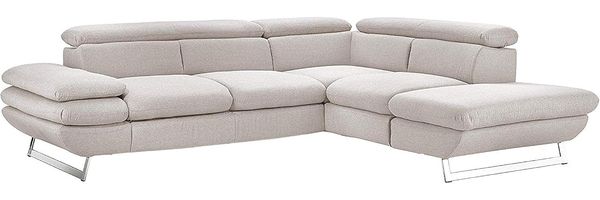 Mivano Ecksofa Prestige, Moderne Couch in L-Form mit Ottomane, Kopfteile und Armteil verstellbar, 265 x 74 x 223, Strukturstoff, beige